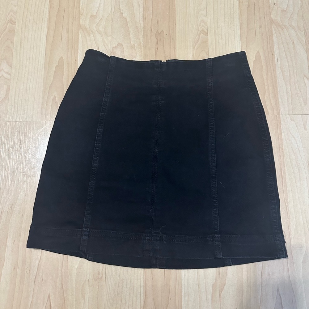 Black Denim Mini Skirt - Size 0